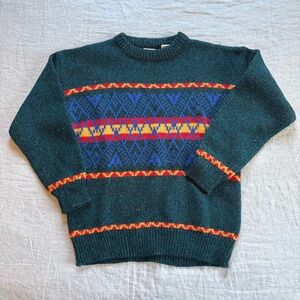 Collectif 80s Retro Multi Color Graphic Knit Sweater Men’s L